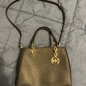 Michael Kors Black Crossbody Bag with Gold Accents